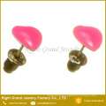 Fashion Surgical Steel Epoxy Coated Heart Shaped Earring Studs